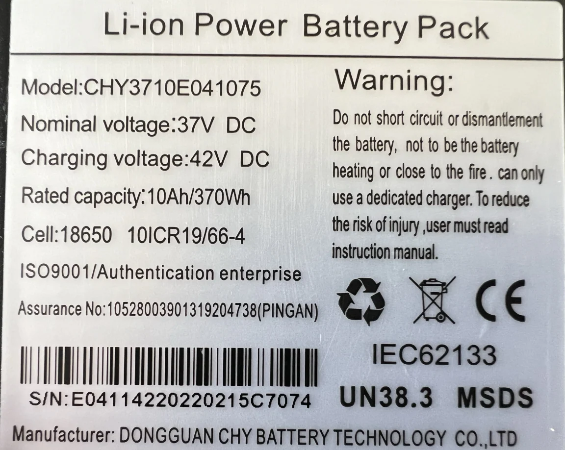 10Ah remplacement de batterie pour trottinette électrique S9max