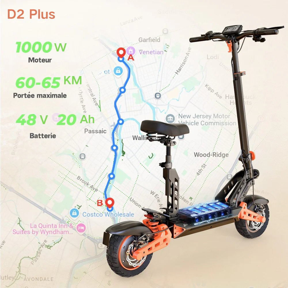 D2/D2plus Trottinette électrique tout-terrain 1000 W - Image 11