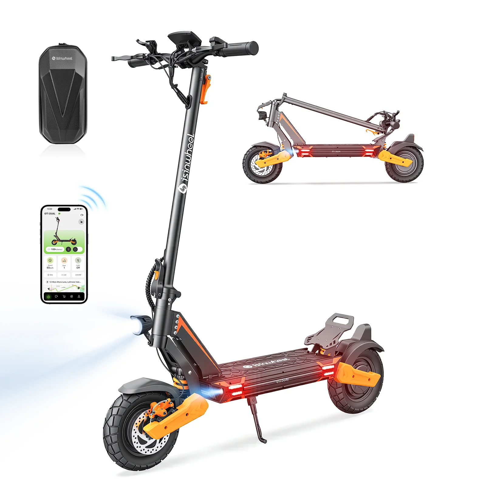 isinwheel GT1 DUAL Trottinette électrique tout-terrain à double moteur 1600W - Image 17