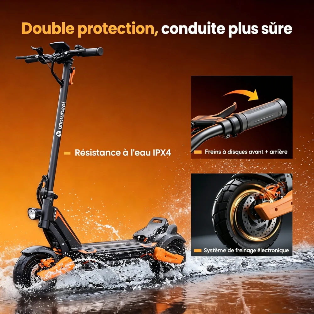 isinwheel GT1 DUAL Trottinette électrique tout-terrain à double moteur 1600W - Image 3