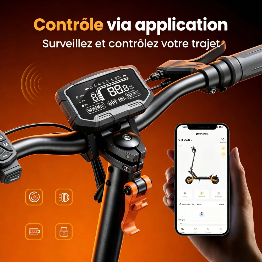 isinwheel GT1 DUAL Trottinette électrique tout-terrain à double moteur 1600W - Image 7
