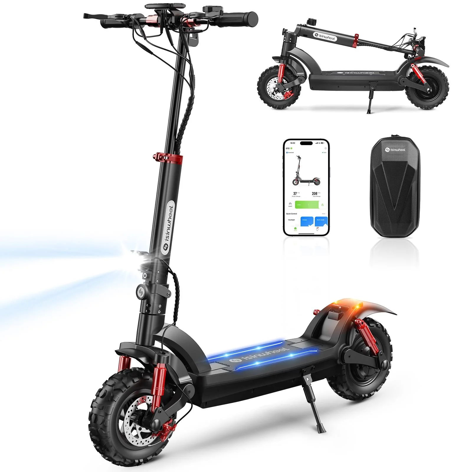 isinwheel® GT2/GT1 Trottinette électrique tout terrain 1200W pour adultes et adolescents - Image 12
