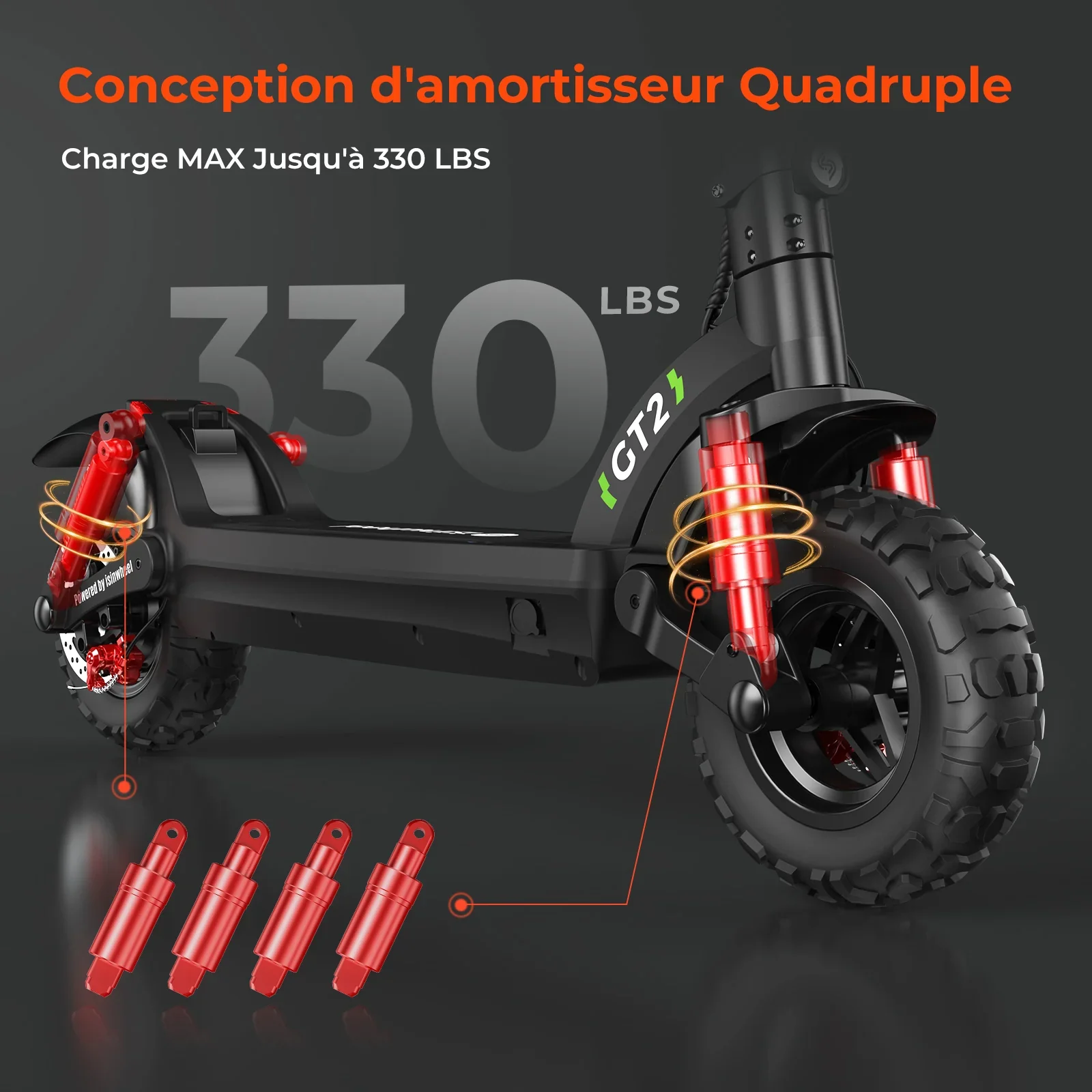 isinwheel GT2 Trottinette électrique tout-terrain 1200W - Image 5