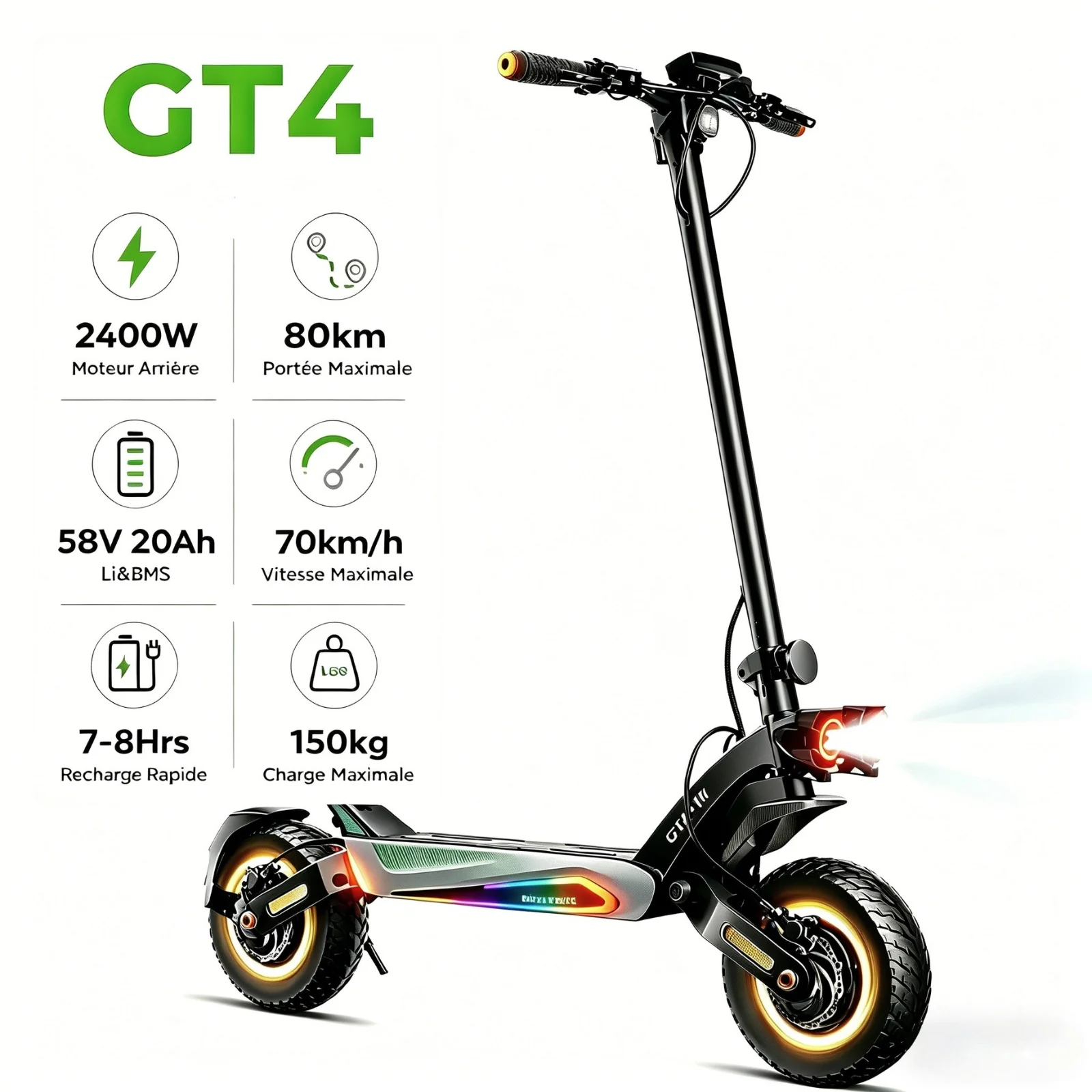 isinwheel® GT2/GT1 Trottinette électrique tout terrain 1200W pour adultes et adolescents - Image 22