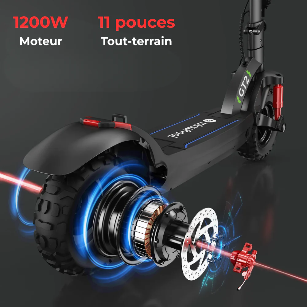 isinwheel® GT2/GT1 Trottinette électrique tout terrain 1200W pour adultes et adolescents - Image 4