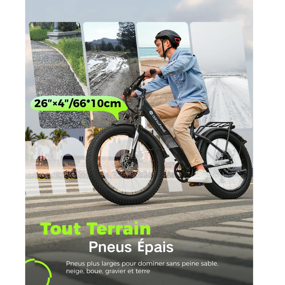 Fat Bike M60 Puissant : Pneus Tout-Terrain, 105km d'Autonomie & Batterie Amovible - Image 10