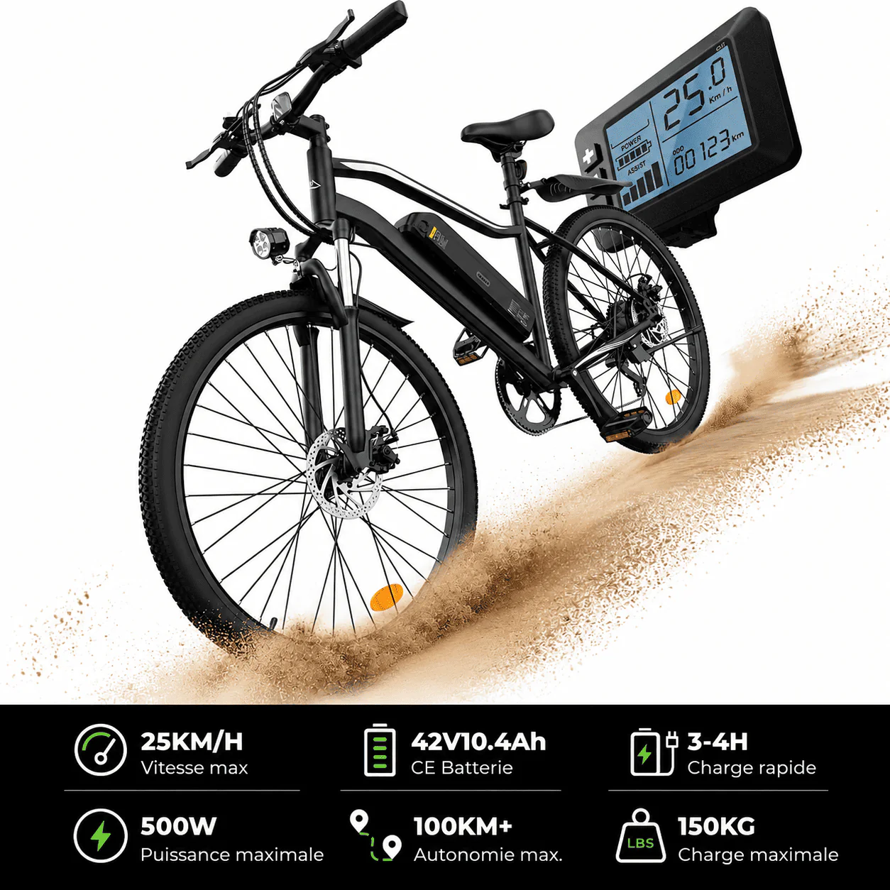 Fat Bike M60 Puissant : Pneus Tout-Terrain, 105km d'Autonomie & Batterie Amovible - Image 22