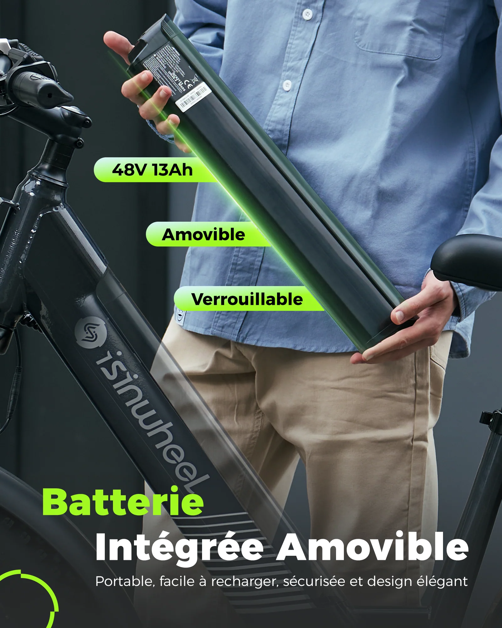 Fat Bike M60 Puissant : Pneus Tout-Terrain, 105km d'Autonomie & Batterie Amovible - Image 3