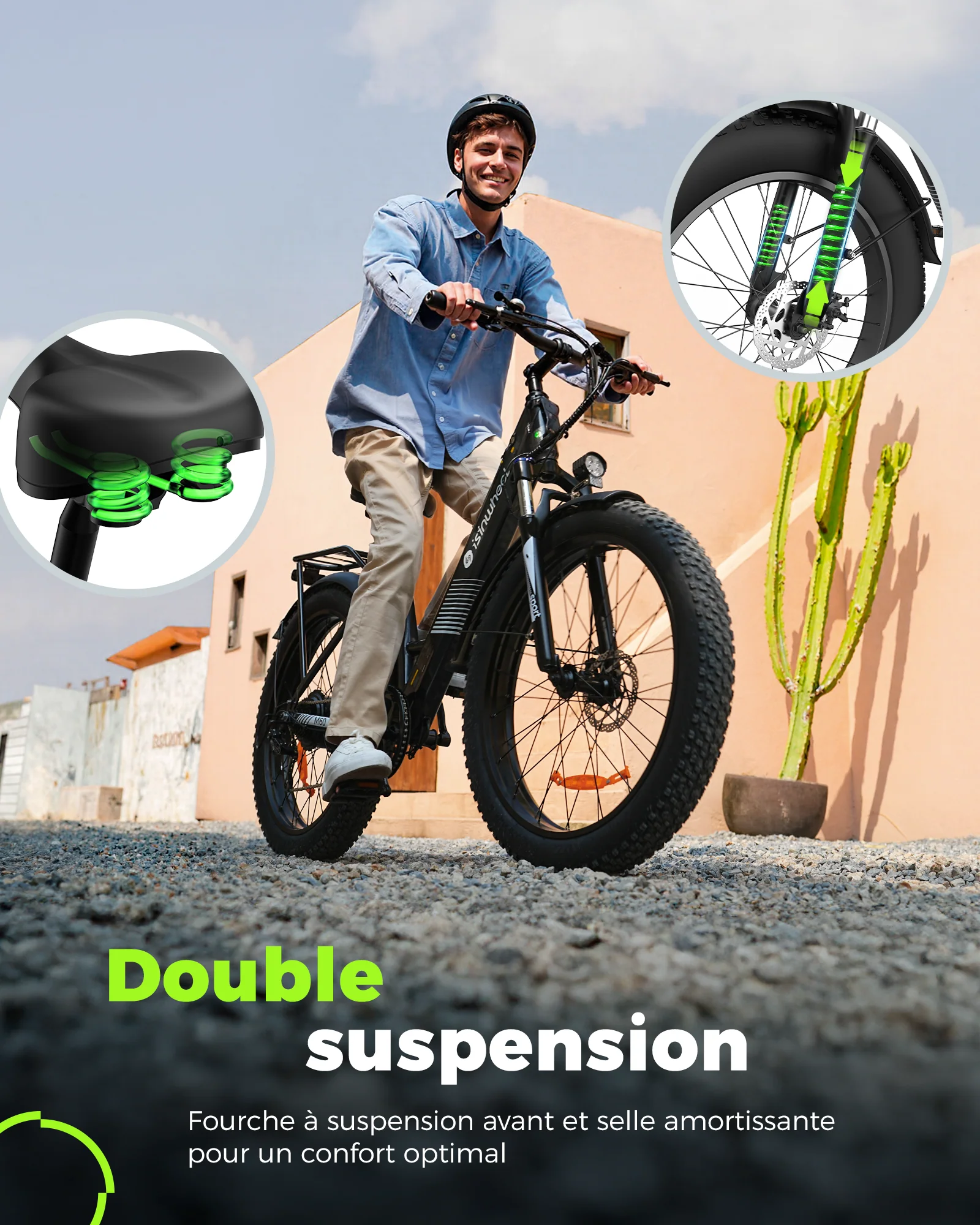 Fat Bike M60 Puissant : Pneus Tout-Terrain, 105km d'Autonomie & Batterie Amovible - Image 4