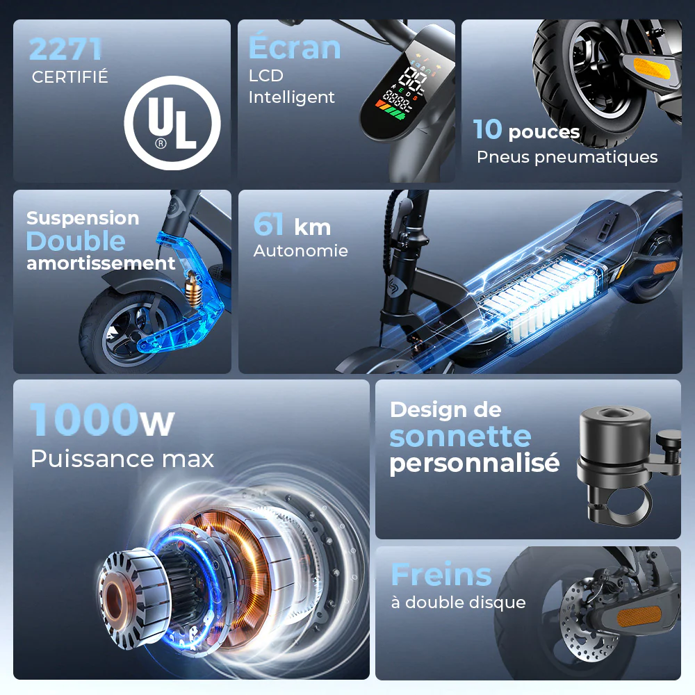 isinwheel® S-NOVA Pro Trottinette électrique tout-terrain 1000W - Image 11