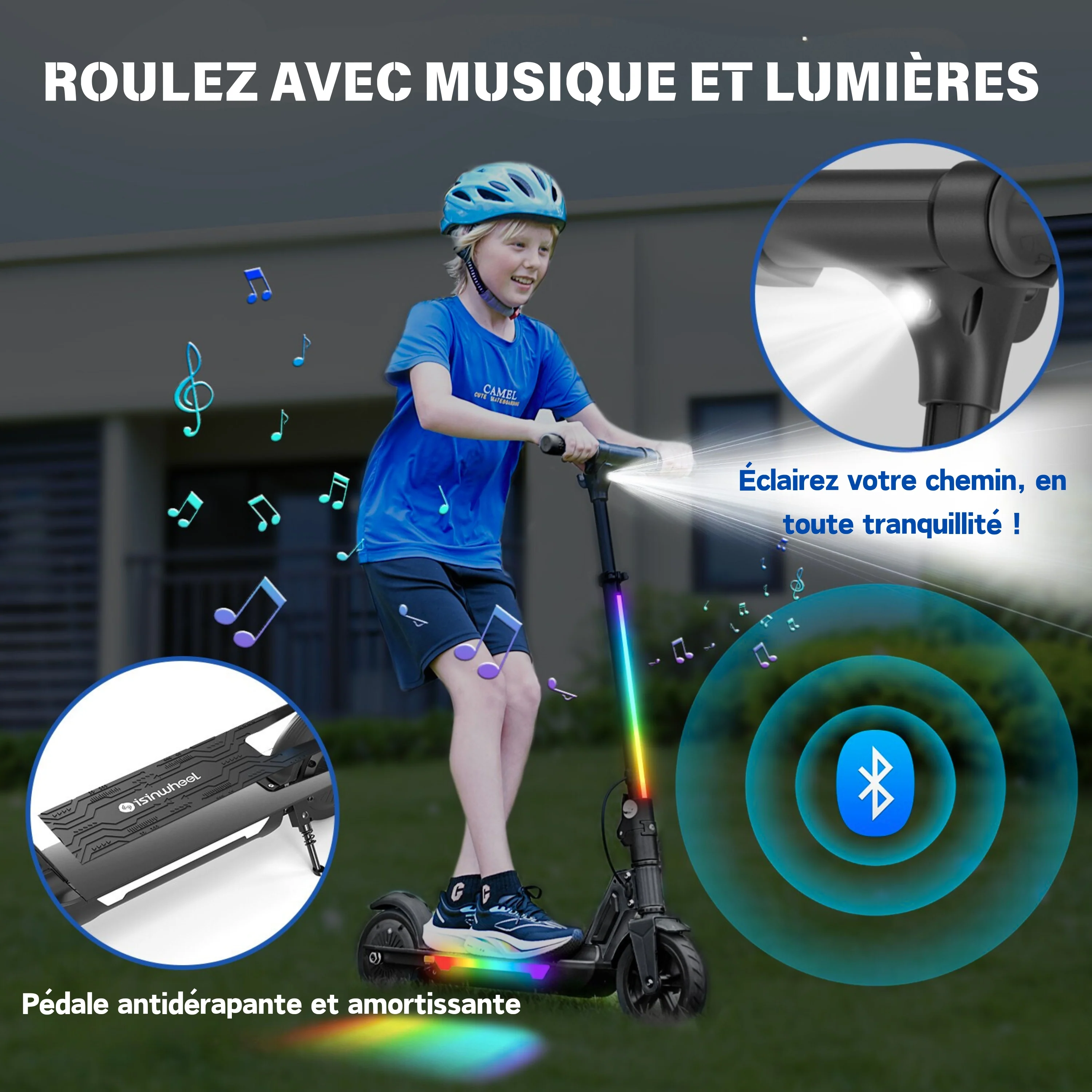 isinwheel S7/S4/iK1S Trottinette électrique réglable pour enfants - Image 6