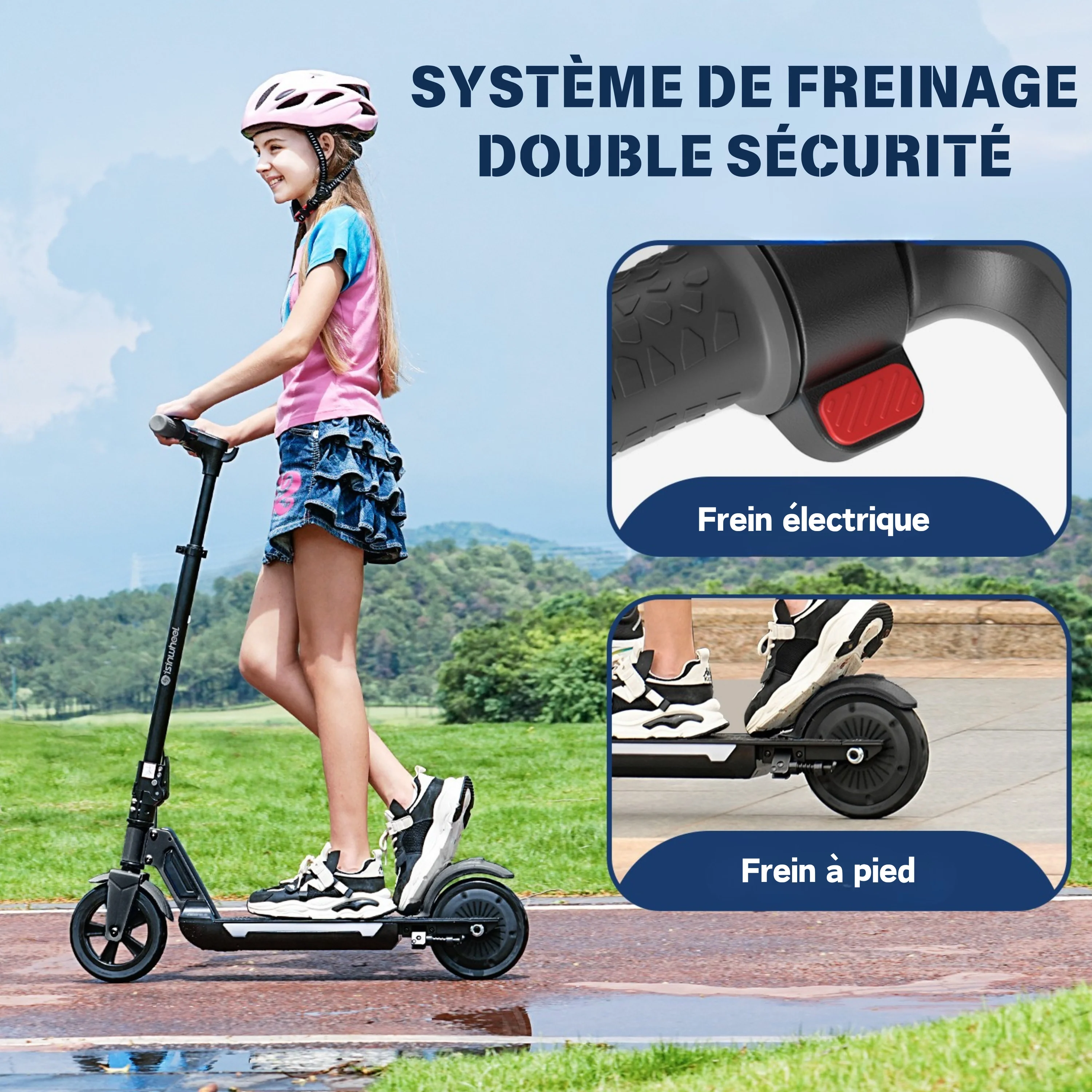 isinwheel S7/S4/iK1S Trottinette électrique réglable pour enfants - Image 9
