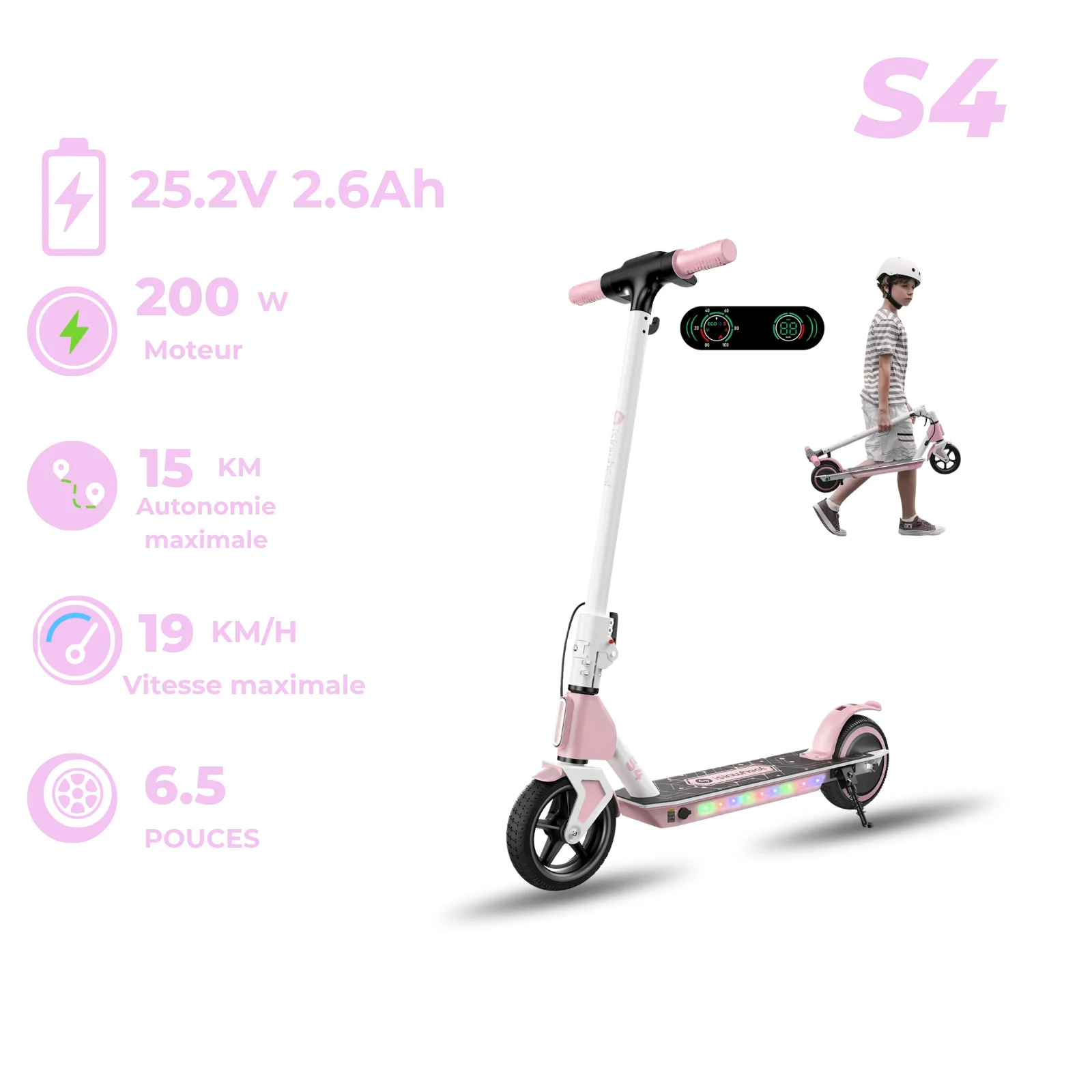 isinwheel S4/S7 /iK1S Trottinette électrique pour enfants - Image 11
