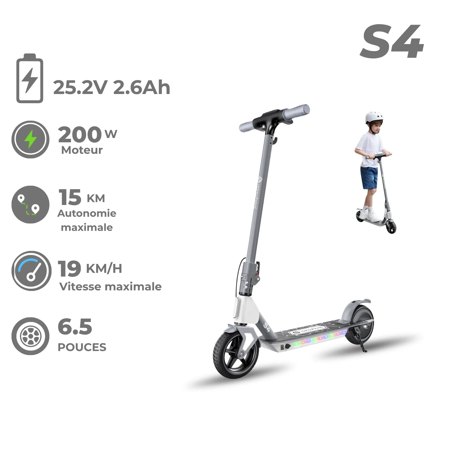 isinwheel S4/S7 /iK1S Trottinette électrique pour enfants - Image 13