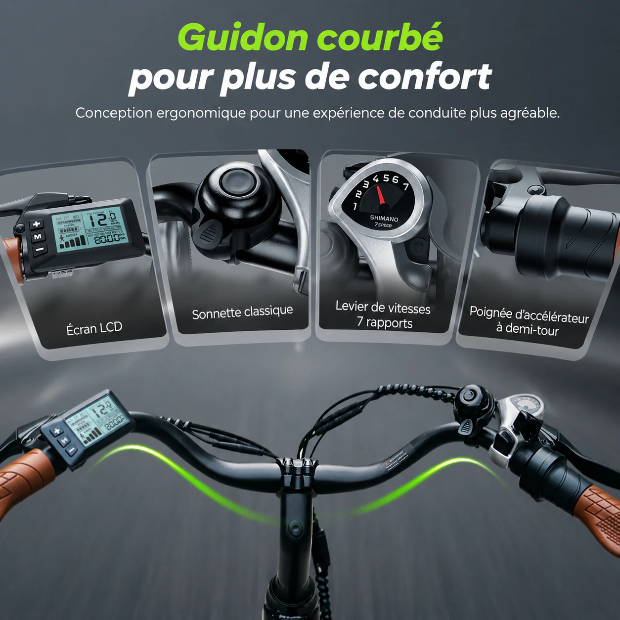 isinwheel UCityS Vélo électrique à cadre bas, batterie amovible, 88 km d’autonomie - Image 4