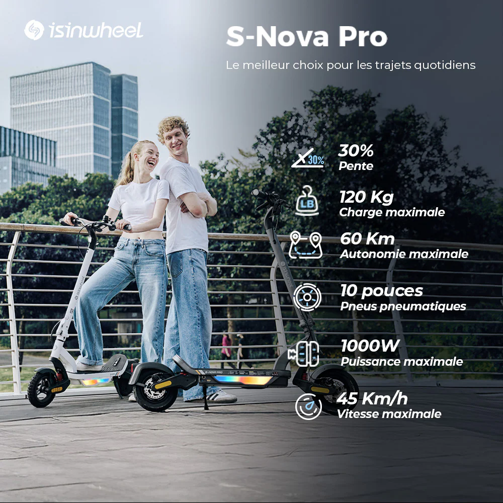 isinwheel® S-NOVA Pro Trottinette électrique tout-terrain 1000W - Image 16