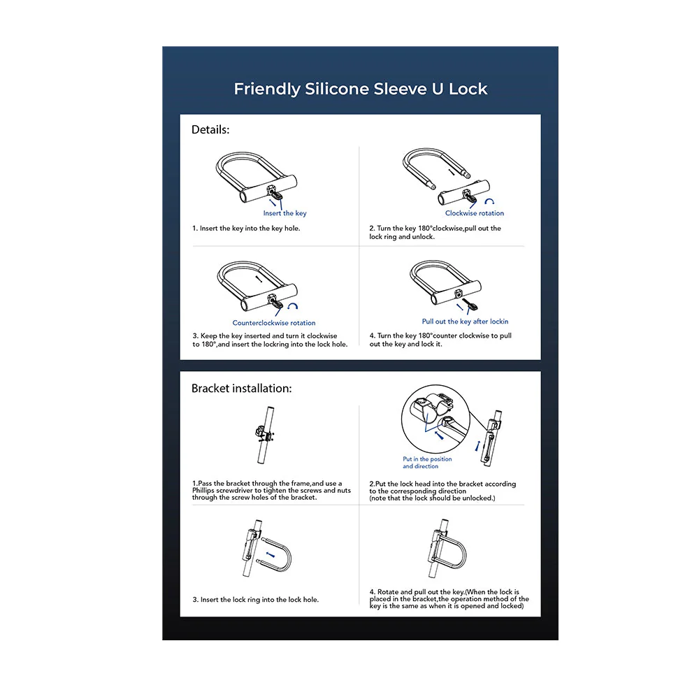 U-Lock combinaison de sécurité robuste pour vélo électrique - Image 8