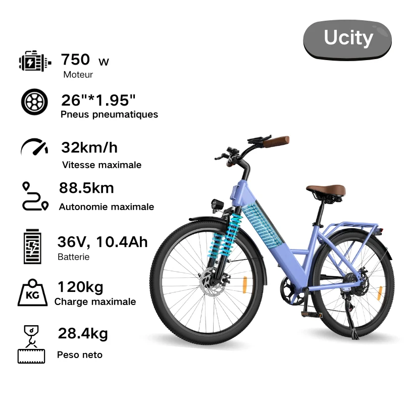 U2 Vélo Électrique Ville Femme et Homme - Image 18